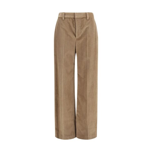 Brown Cotton Casual Pants