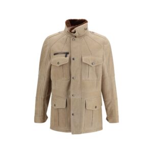 Beige Lambskin Full Length Jacket