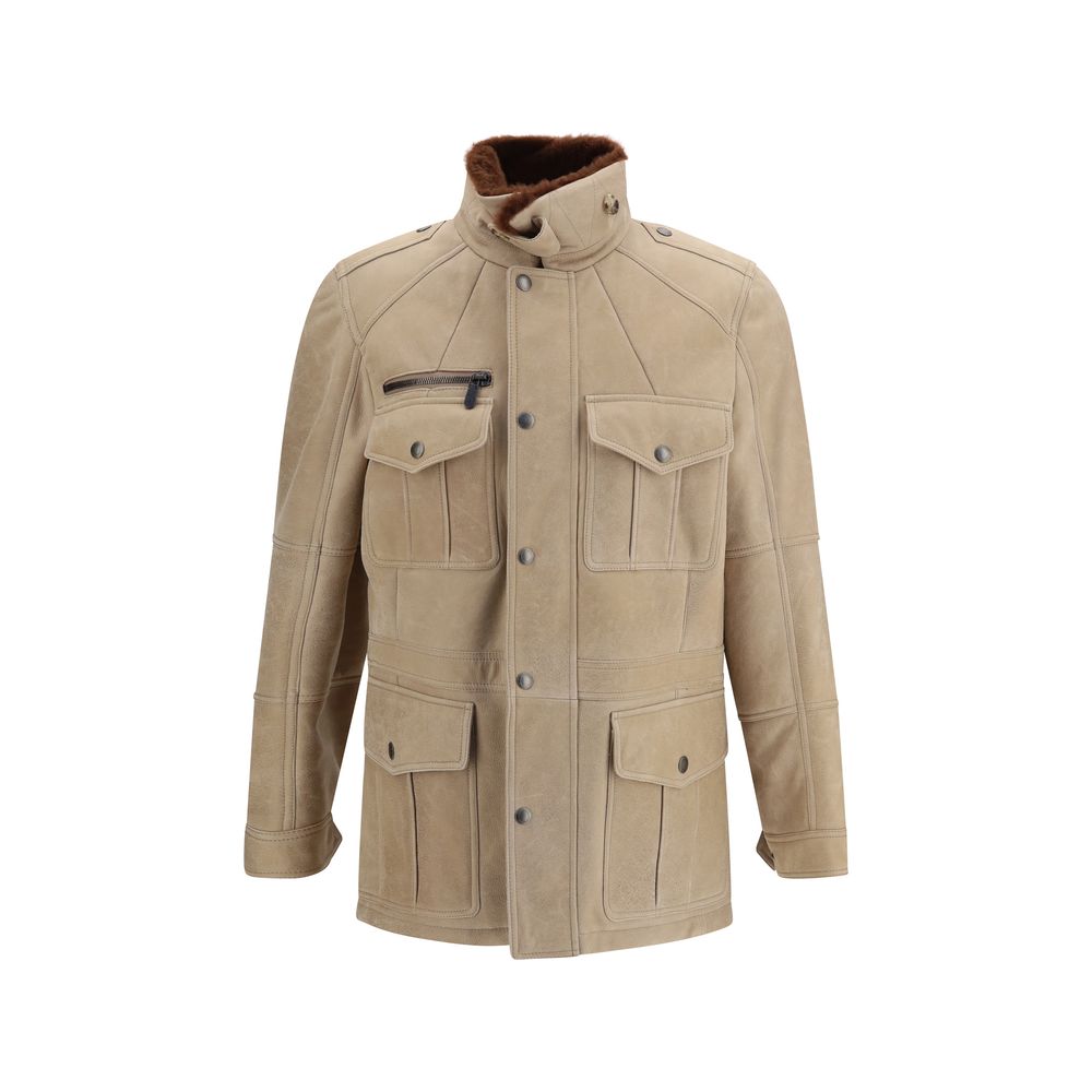 Beige Lambskin Full Length Jacket