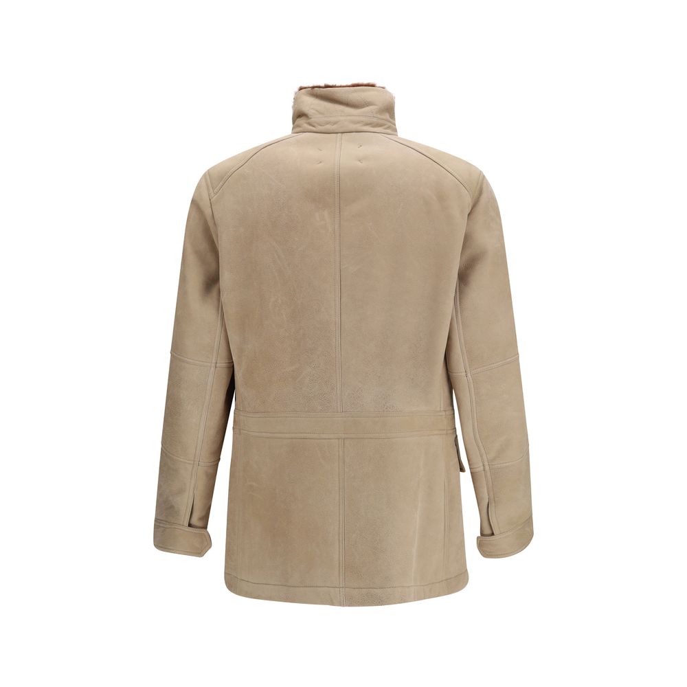 Beige Lambskin Full Length Jacket