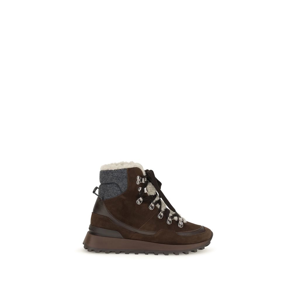 Brown Suede Leather Lace Up Boots