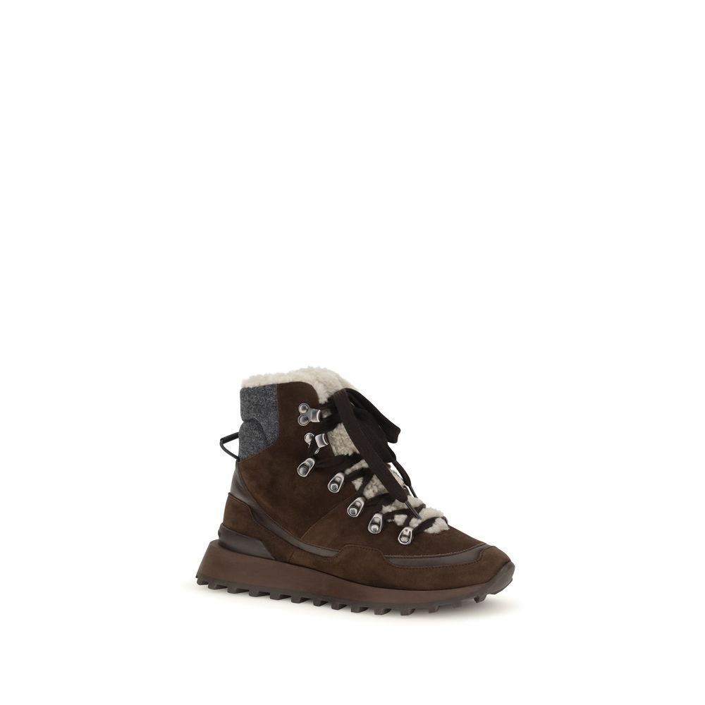 Brown Suede Leather Lace Up Boots