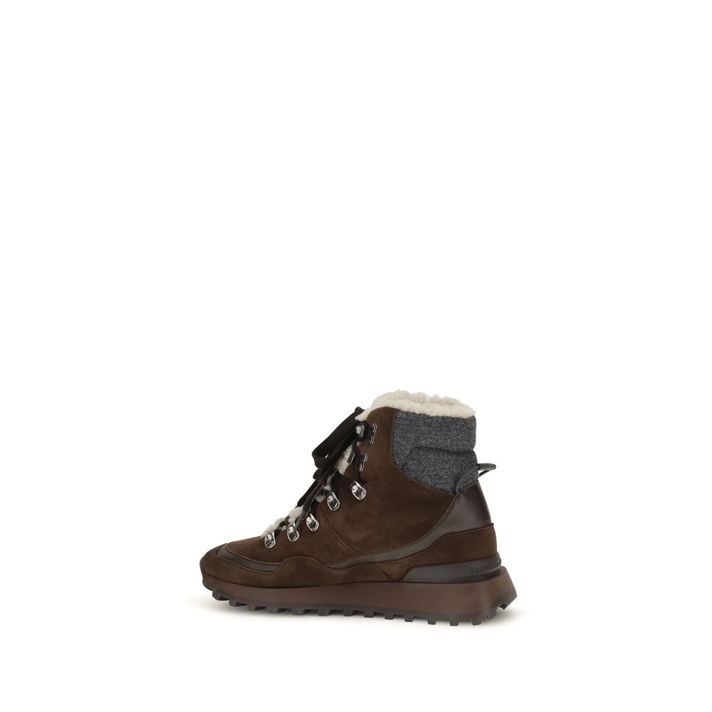 Brown Suede Leather Lace Up Boots
