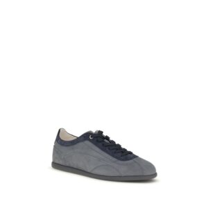 Gray Calf Leather Bos Taurus Low Top Sneakers