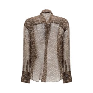 Brown Silk Pattern Shirt