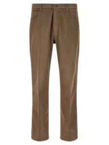 Brown Cotton Casual Pants