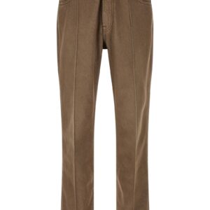 Brown Cotton Casual Pants