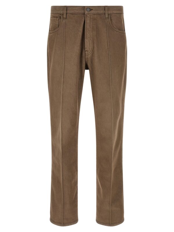 Brown Cotton Casual Pants
