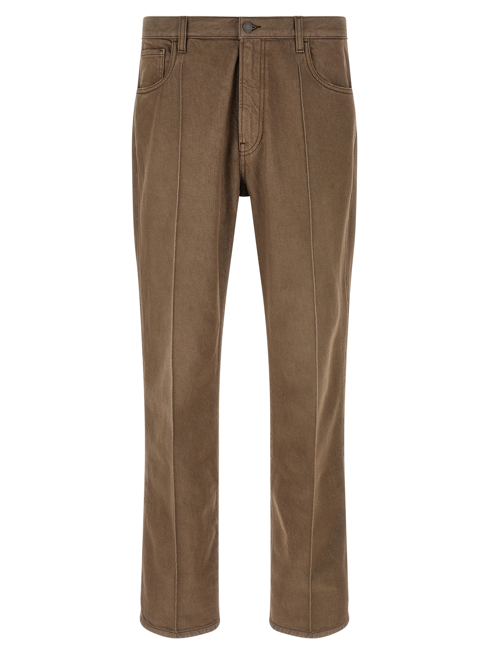 Brown Cotton Casual Pants
