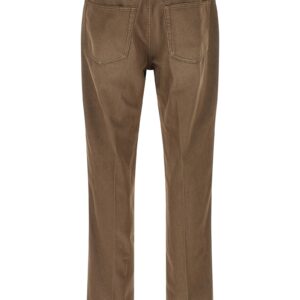 Brown Cotton Casual Pants