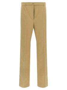 Beige Cotton Casual Pants