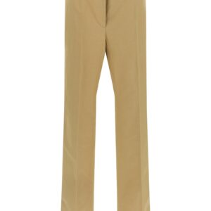 Beige Cotton Casual Pants