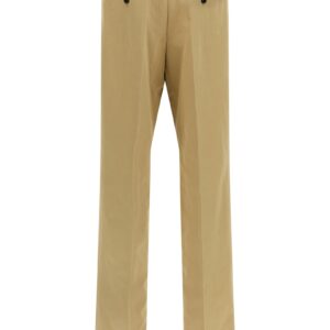 Beige Cotton Casual Pants