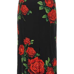 Black Silk Midi Skirt