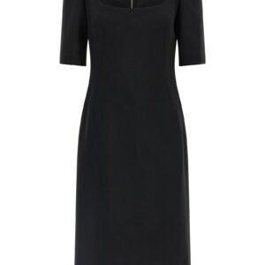 Black Virgin Wool Midi Dress