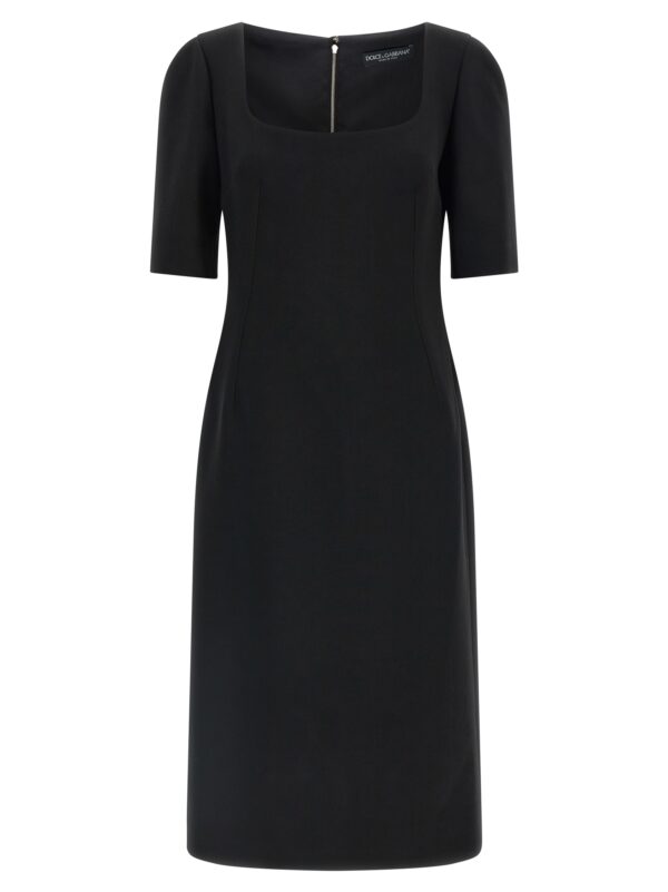 Black Virgin Wool Midi Dress
