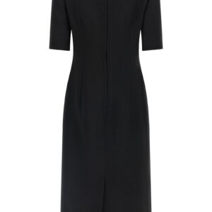 Black Virgin Wool Midi Dress