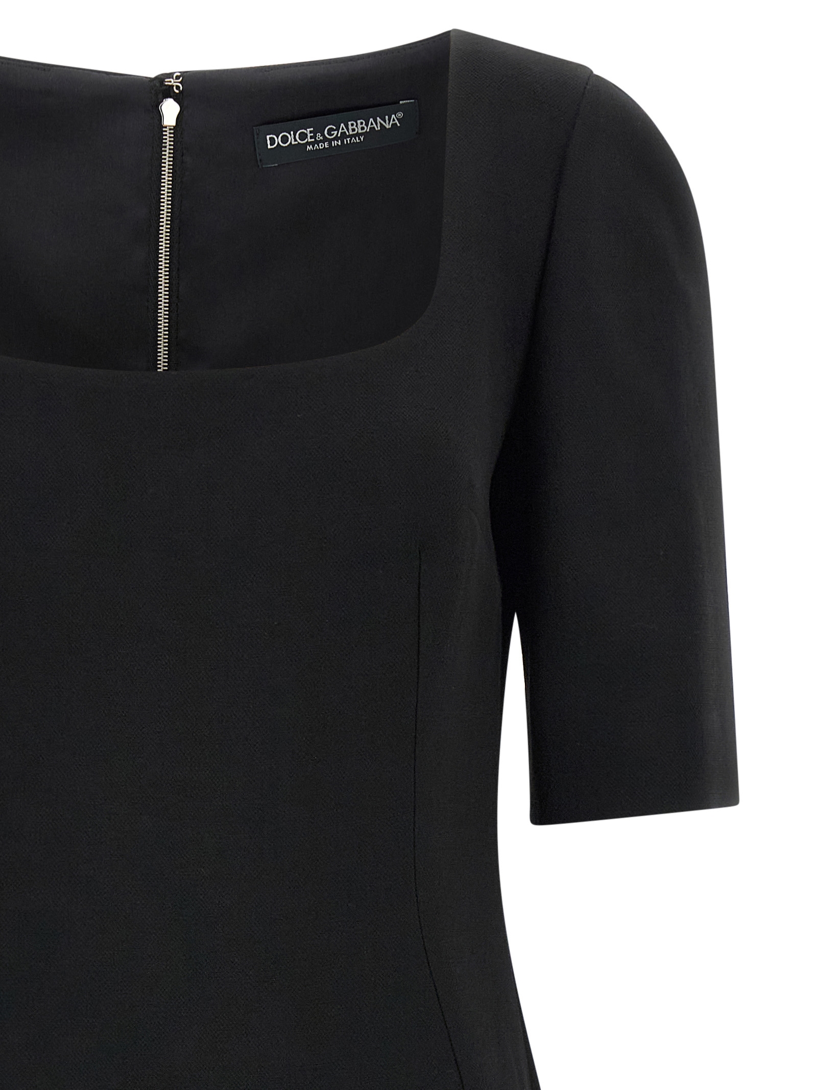 Black Virgin Wool Midi Dress