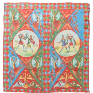 Multicolor Silk Printed Square Foulard Scarf