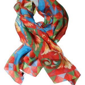 Multicolor Silk Printed Square Foulard Scarf