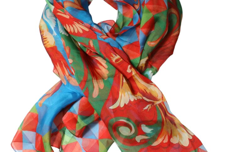 Multicolor Silk Printed Square Foulard Scarf