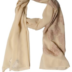 Light Beige Ornate Lace Neck Shawl Scarf