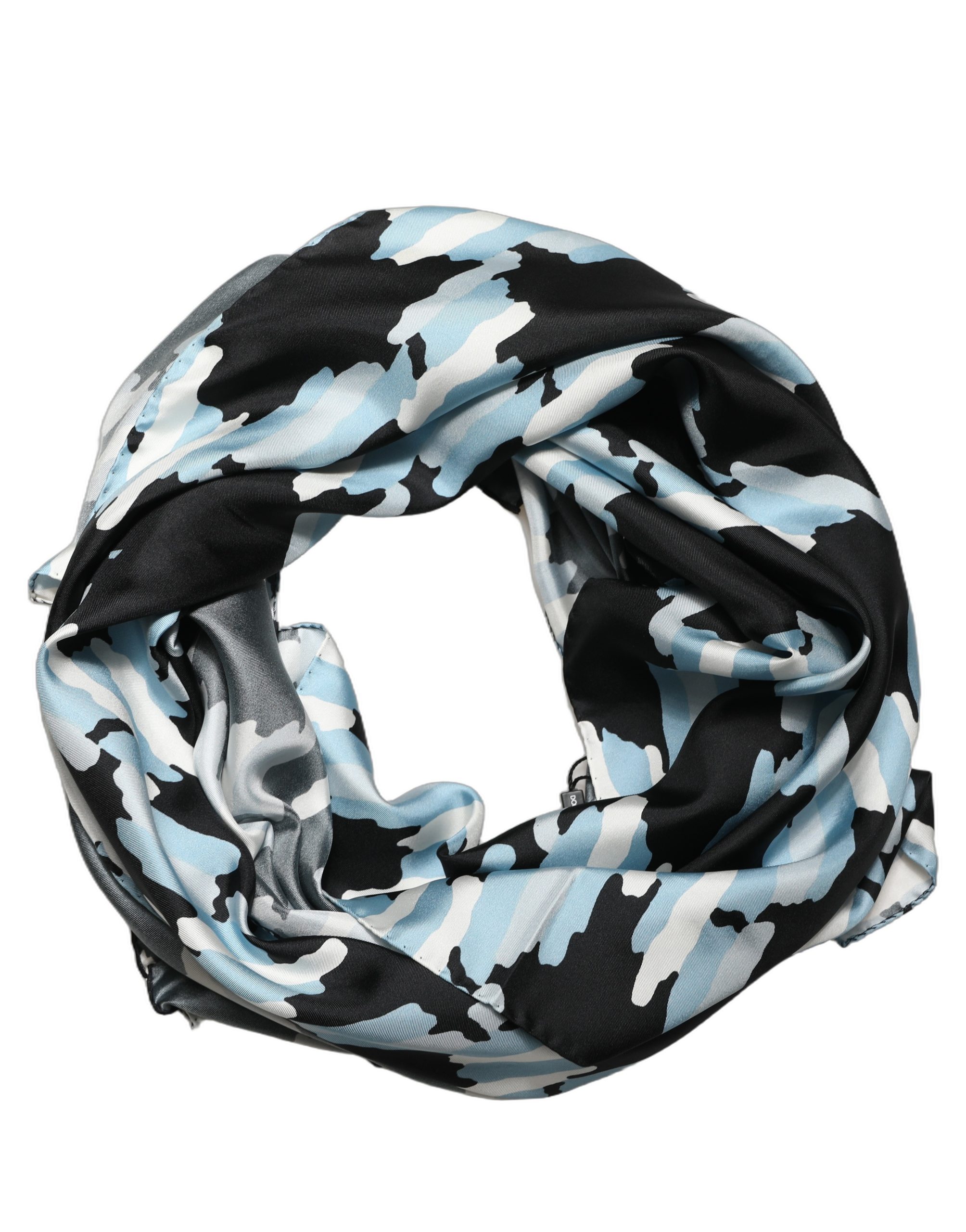 Black Blue Abstract Silk Shawl Stole Scarf