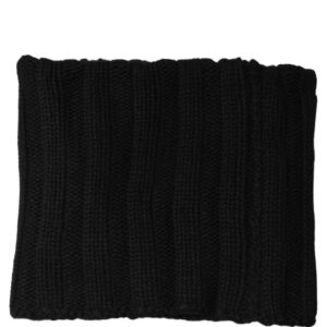 Black Cashmere Ribbed Knit Neck Warmer Scarf