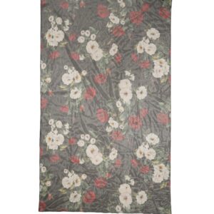 Black Floral Print Cotton Shawl Stole Scarf