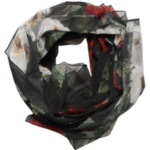 Black Floral Print Cotton Shawl Stole Scarf