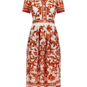 Orange Silk Midi Dress