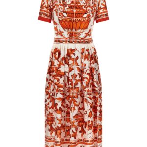 Orange Silk Midi Dress