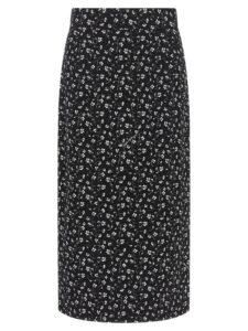 Bicolor Silk Midi Skirt