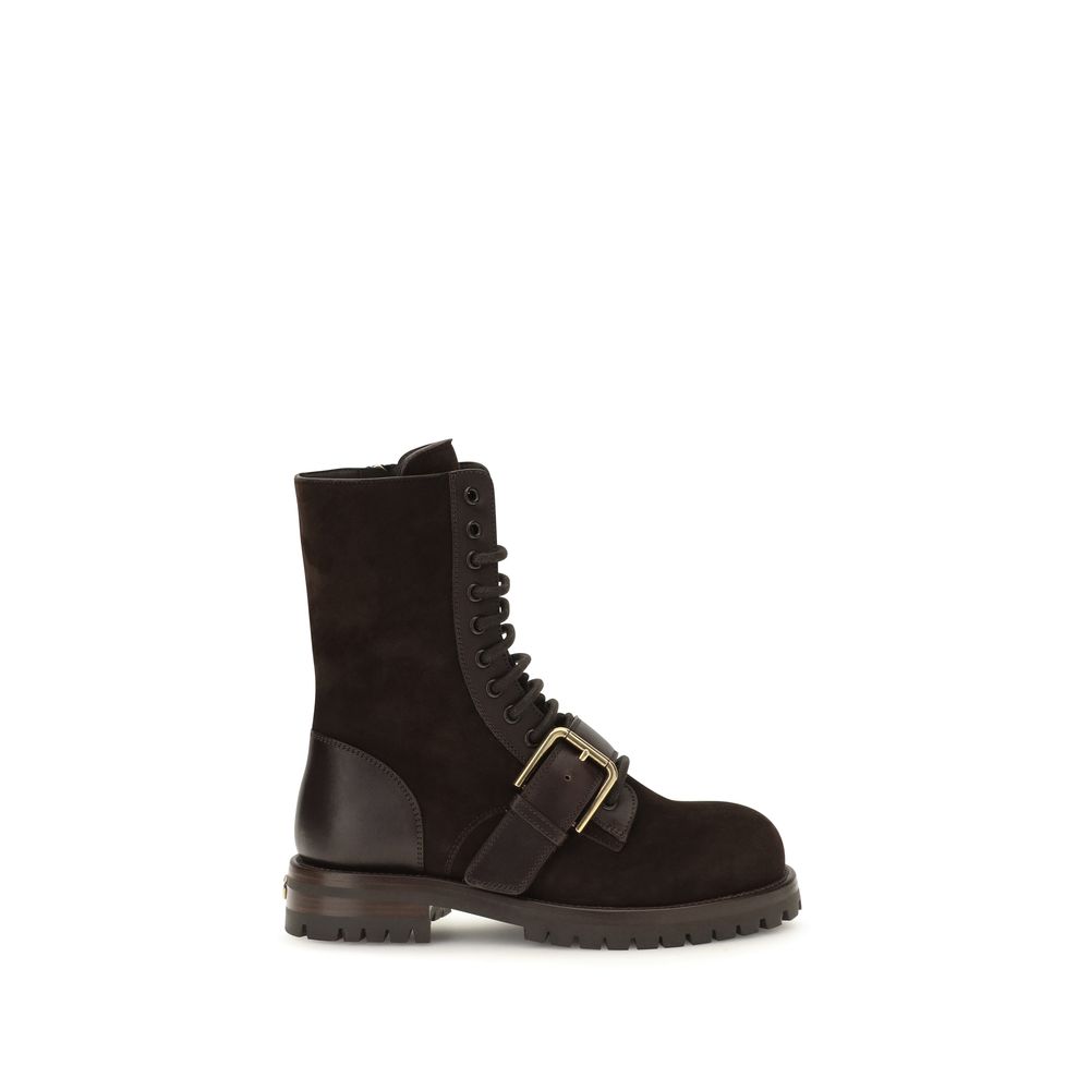 Black Calf Leather Bos Taurus Lace Up Boots