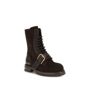 Black Calf Leather Bos Taurus Lace Up Boots