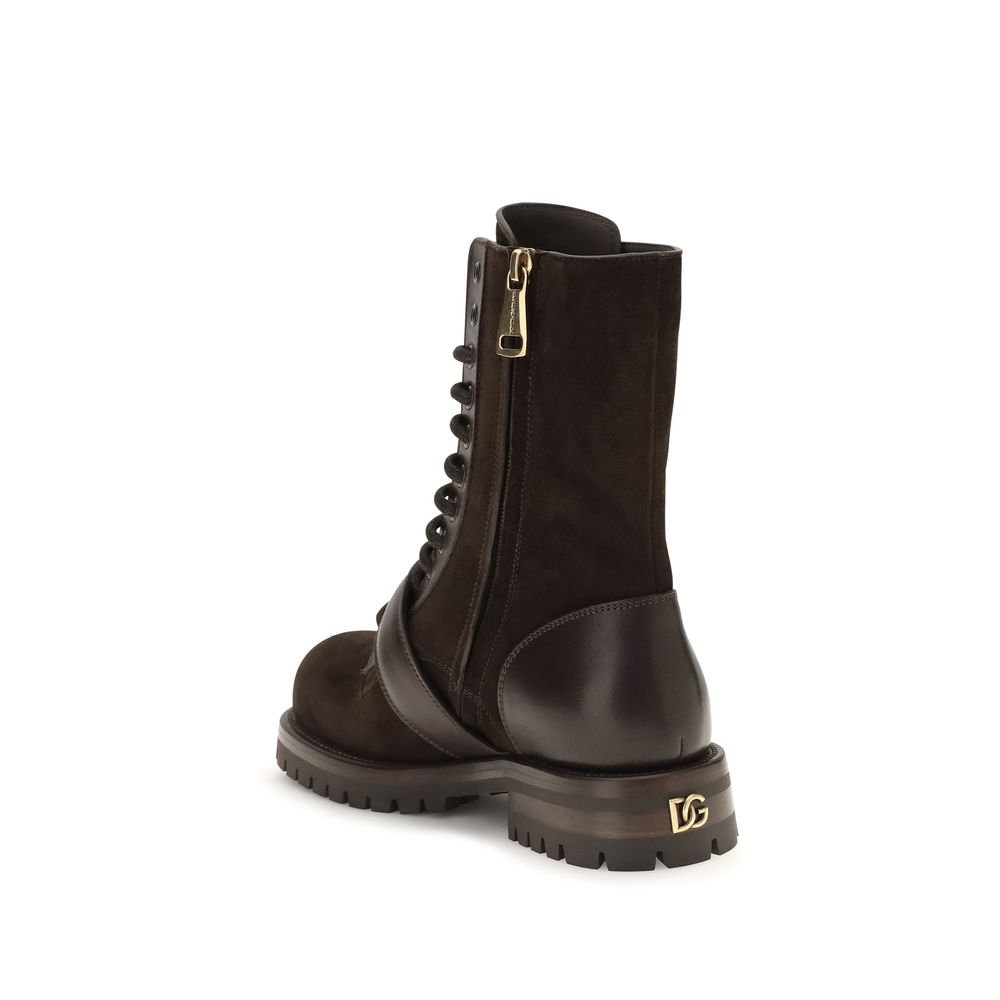 Black Calf Leather Bos Taurus Lace Up Boots