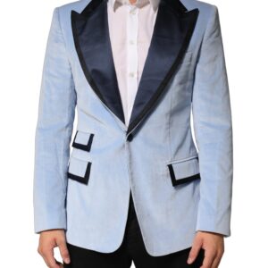 Blue Cotton Formal Single Breasted Jacket