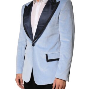 Blue Cotton Formal Single Breasted Jacket