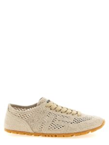 Beige Cotton Athletic Sneakers
