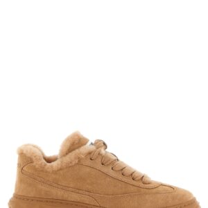 Beige Lamb Leather Chunky Sneakers