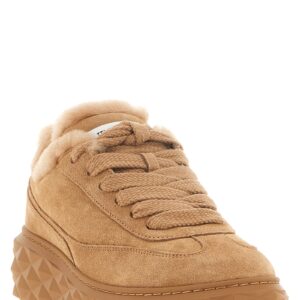 Beige Lamb Leather Chunky Sneakers