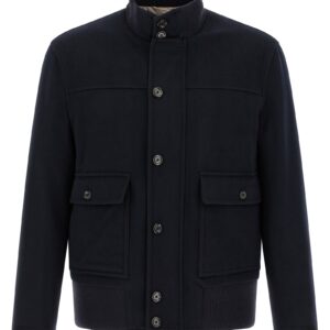 Blue Virgin Wool Full Length Jacket