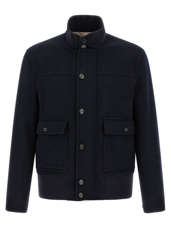 Blue Virgin Wool Full-Length Jacket