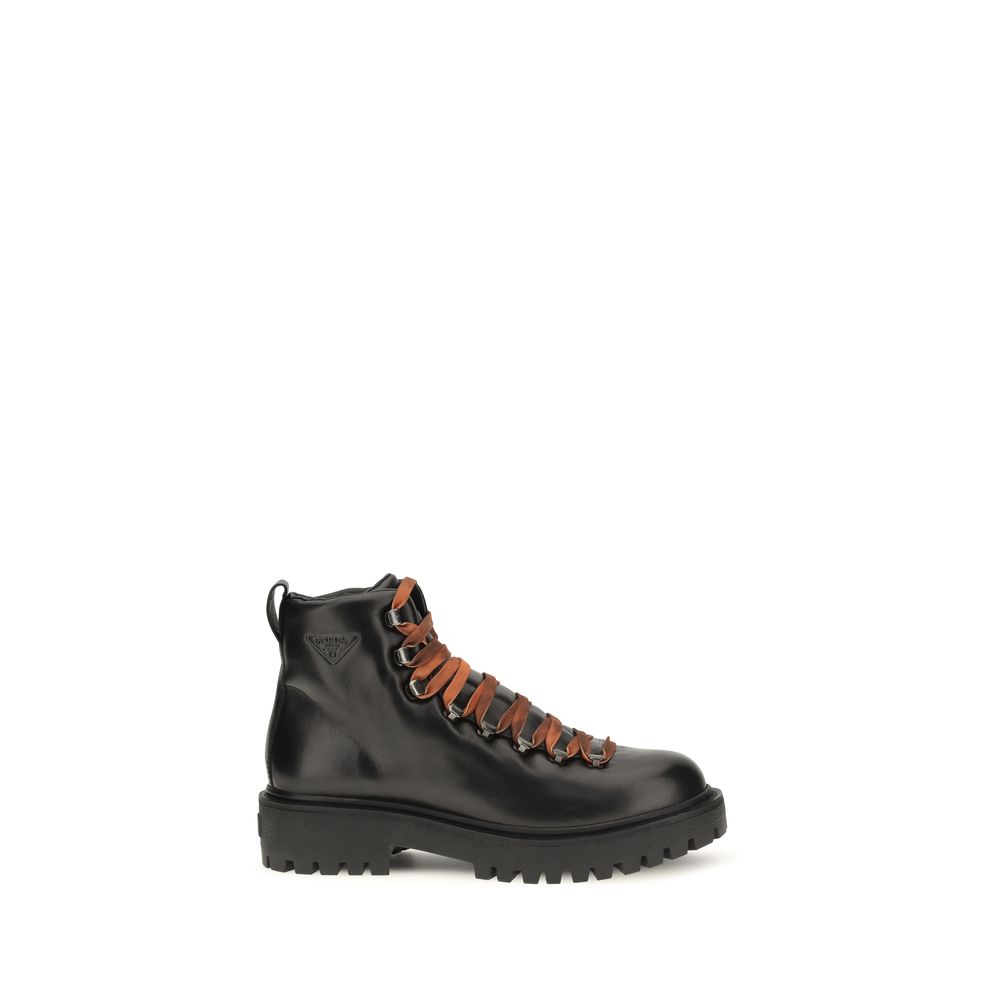 Black Calf Leather Bos Taurus Lace Up Boots