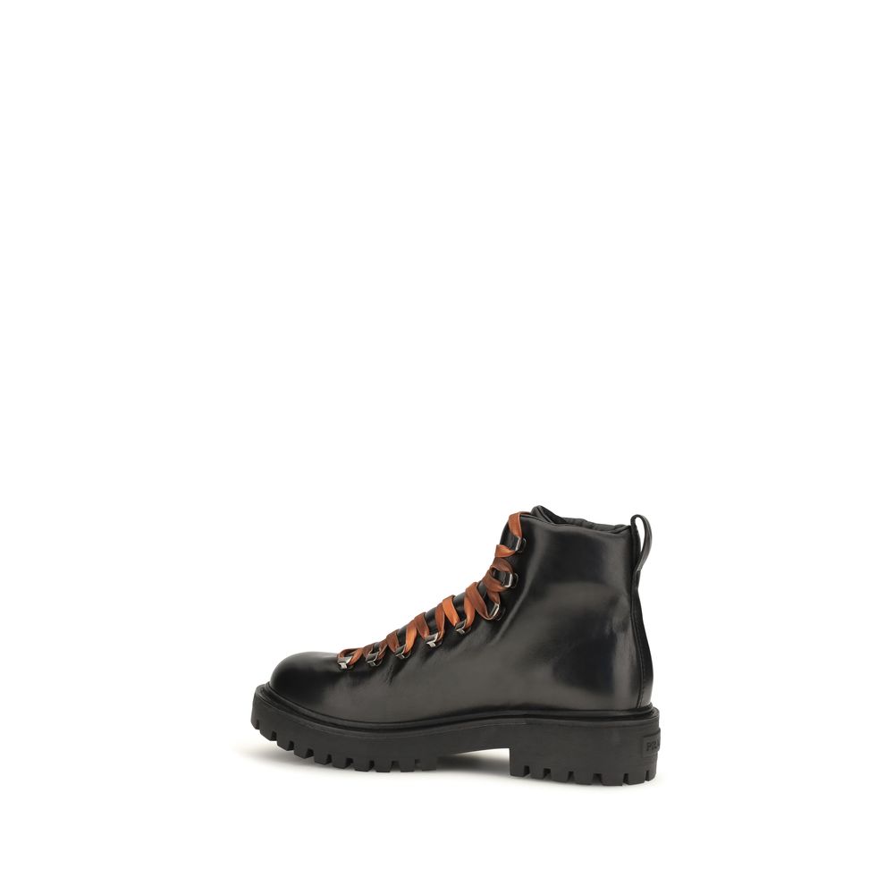 Black Calf Leather Bos Taurus Lace Up Boots