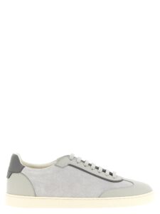 Gray Calfskin Low Top Sneakers