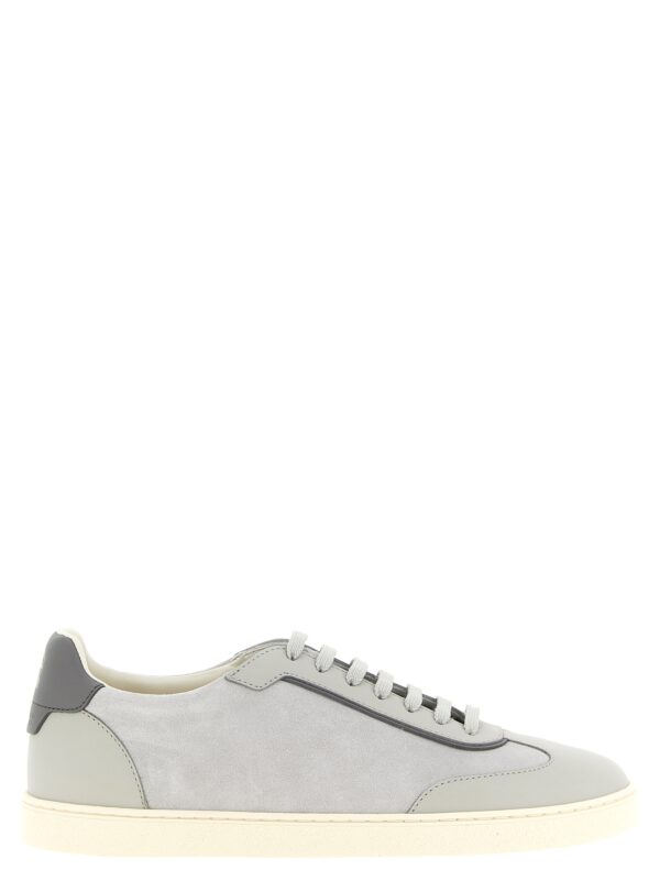 Gray Calfskin Low Top Sneakers