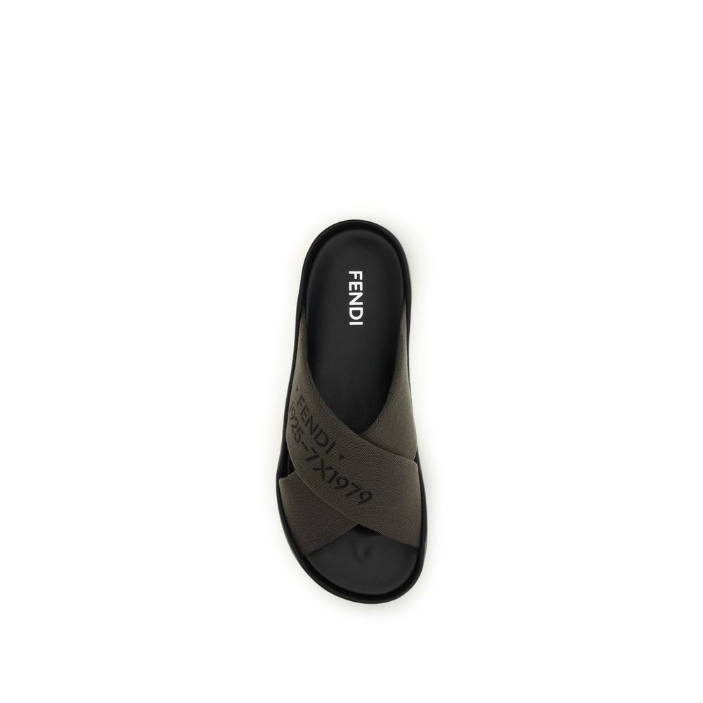 Bicolor Polyester Flat Sandals