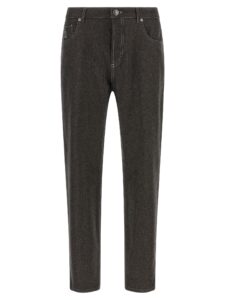 Gray Virgin Wool Casual Pants