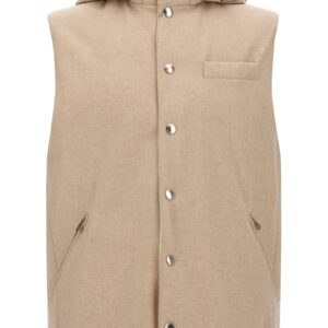 Beige Wool Sleeveless Jacket
